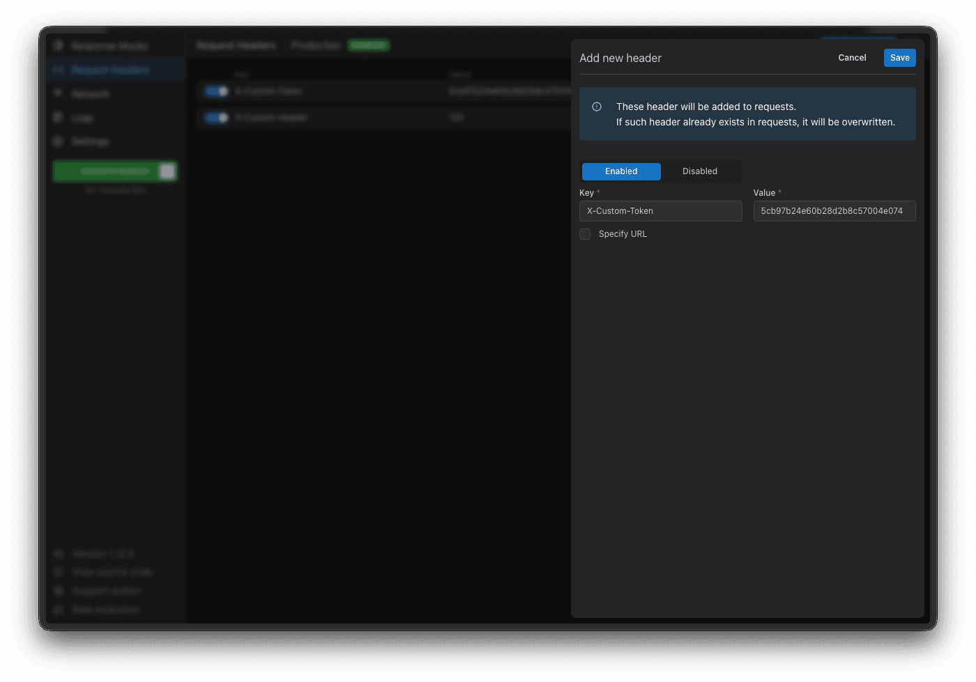 Mockiato headers injection interface
